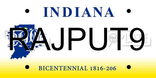 RAJPUT9 Indiana License Plate