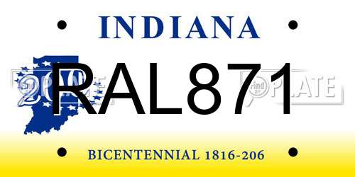 RAL871 Indiana License Plate