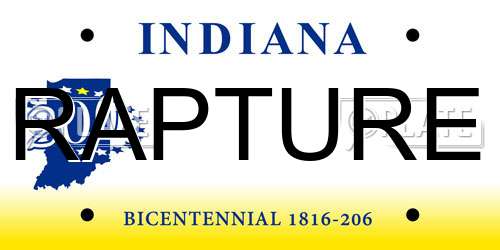 RAPTURE Indiana License Plate