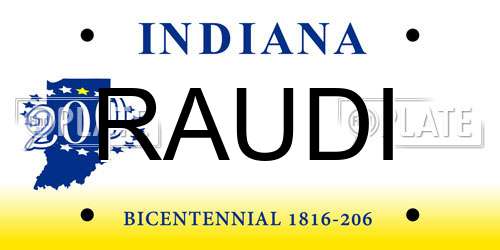 RAUDI Indiana License Plate