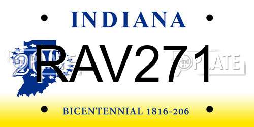 RAV271 Indiana License Plate