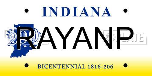 RAYANP Indiana License Plate