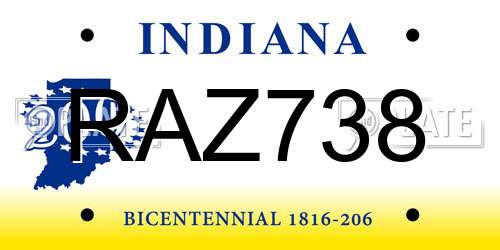 RAZ738 Indiana License Plate