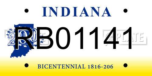 RB01141 Indiana License Plate