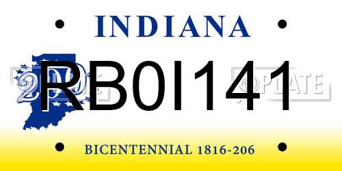 RB0I141 Indiana License Plate