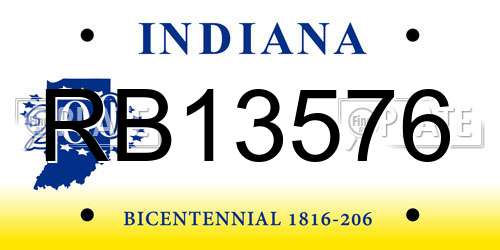 RB13576 Indiana License Plate