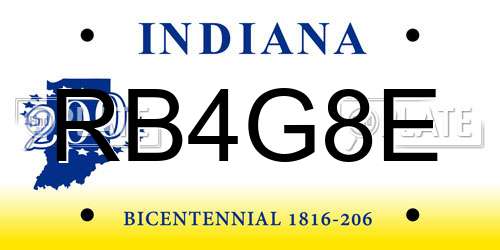 RB4G8E Indiana License Plate