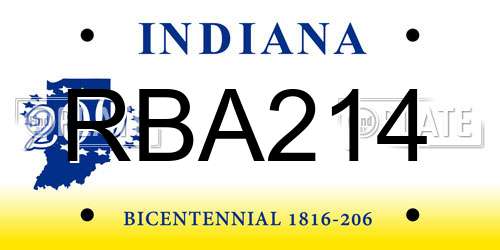 RBA214 Indiana License Plate