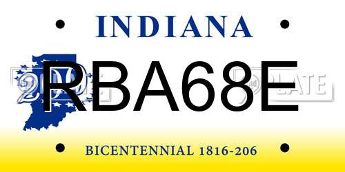 RBA68E Indiana License Plate