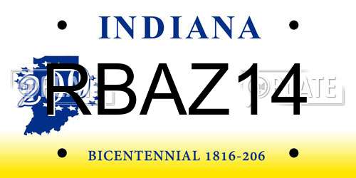 RBAZ14 Indiana License Plate