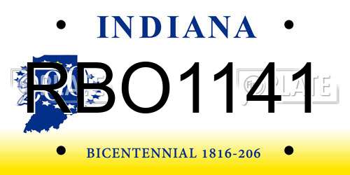 RBO1141 Indiana License Plate
