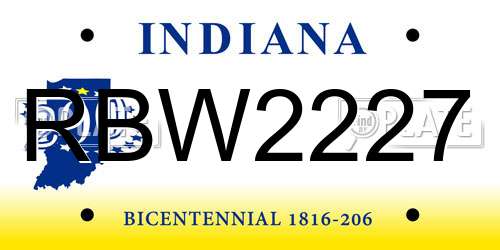 RBW2227 Indiana License Plate