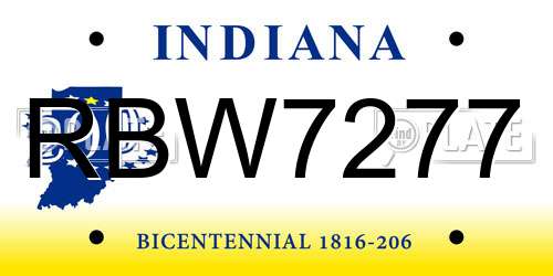 RBW7277 Indiana License Plate