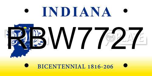 RBW7727 Indiana License Plate