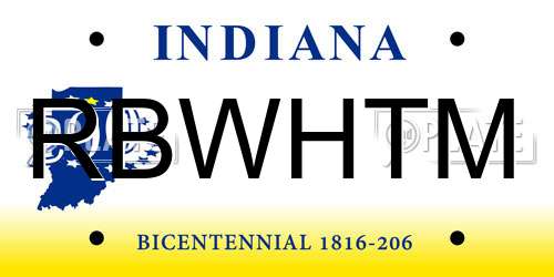RBWHTM Indiana License Plate