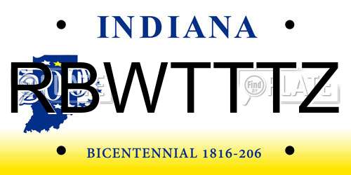 RBWTTTZ Indiana License Plate