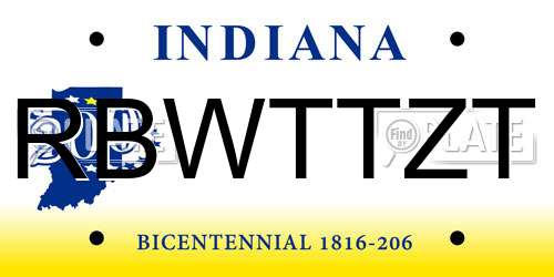 RBWTTZT Indiana License Plate