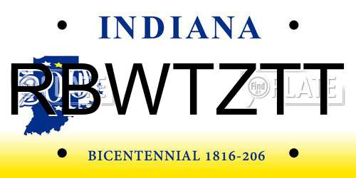 RBWTZTT Indiana License Plate