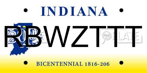 RBWZTTT Indiana License Plate