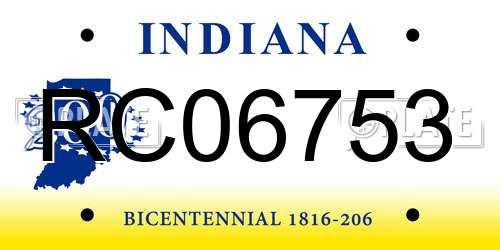 RC06753 Indiana License Plate
