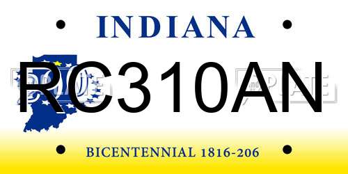 RC310AN Indiana License Plate