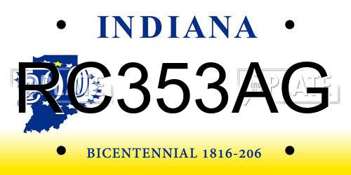 RC353AG Indiana License Plate
