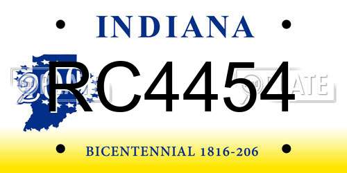 RC4454 Indiana License Plate