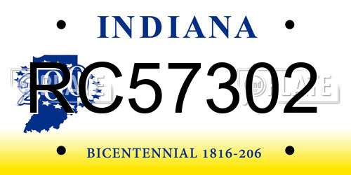 RC57302 Indiana License Plate