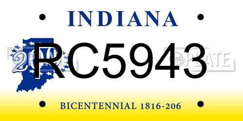 RC5943 Indiana License Plate