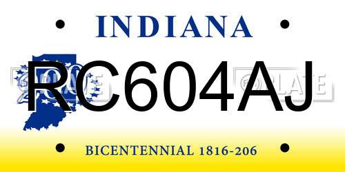 RC604AJ Indiana License Plate