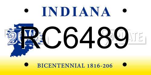 RC6489 Indiana License Plate
