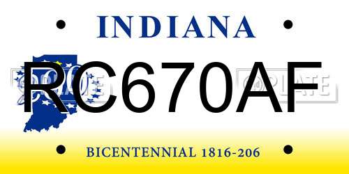 RC670AF Indiana License Plate