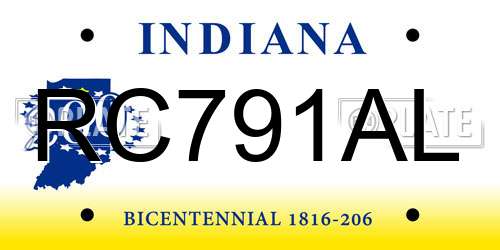 RC791AL Indiana License Plate
