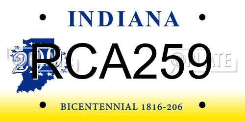 RCA259 Indiana License Plate