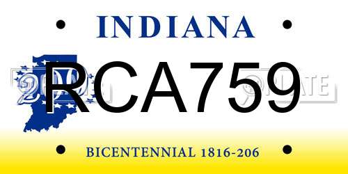 RCA759 Indiana License Plate