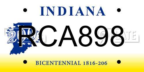 RCA898 Indiana License Plate