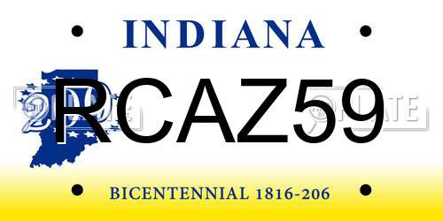 RCAZ59 Indiana License Plate