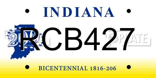 RCB427 Indiana License Plate