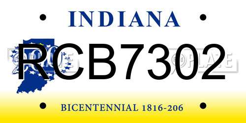 RCB7302 Indiana License Plate