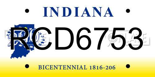RCD6753 Indiana License Plate