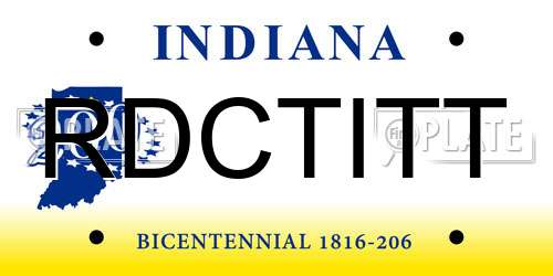 RDCTITT Indiana License Plate