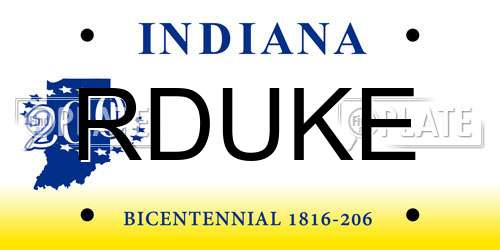RDUKE Indiana License Plate