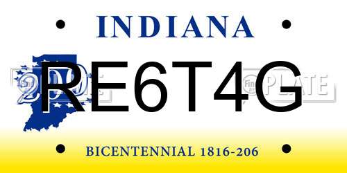 RE6T4G Indiana License Plate