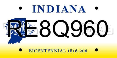 RE8Q960 Indiana License Plate