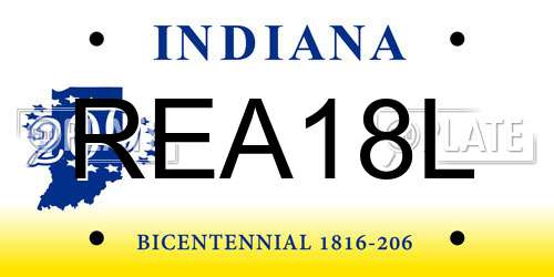 REA18L Indiana License Plate