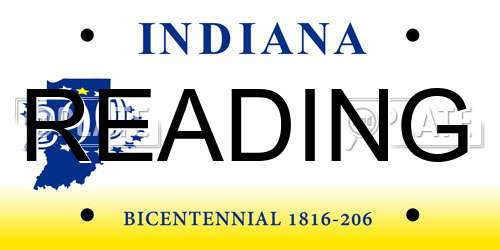 READING Indiana License Plate