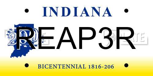 REAP3R Indiana License Plate