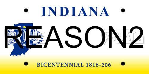 REASON2 Indiana License Plate