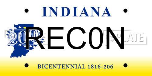 REC0N Indiana License Plate