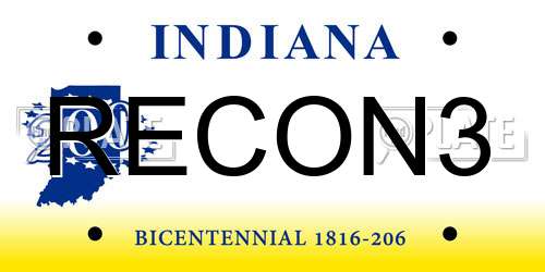 RECON3 Indiana License Plate